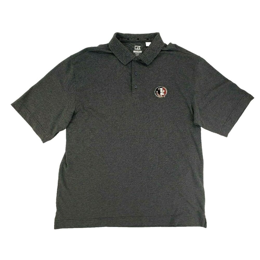 Cutter & Buck DryTec Mens Shirt XXL Gray Florida ST Football Short Sleeve Polo